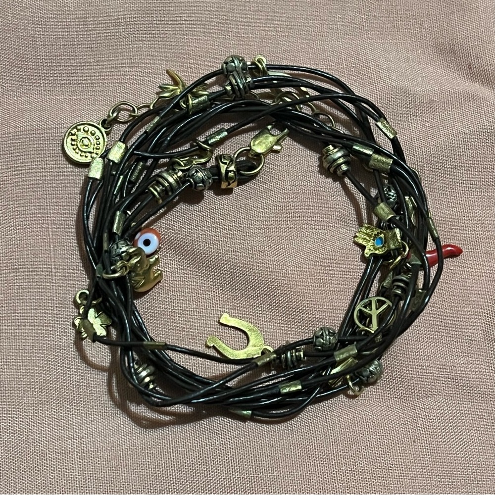 Bohemian Charm Bracelet in Black and Gold